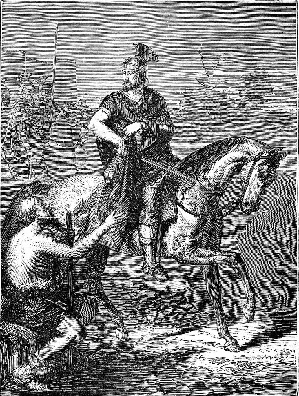 Saint,Martin,Of,Tours.,Vintage,Engraving.,From,Popular,France,,1869.