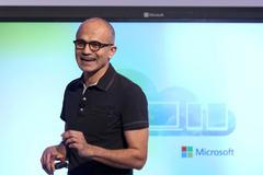 Microsoft CEO Satya Nadella speaks at a Microsoft event in San Francisco