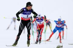 MS v klasickém lyžování 2013, skiatlon mužů: Dario Cologna (v černém) finišuje