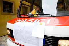 Nácvik požáru krovu Svatovítské katedrály