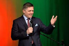 Slovak Prime Minister and candidate for the upcoming presidential election Fico talks to the voters during an election campaign in western Slovak town of Skalica