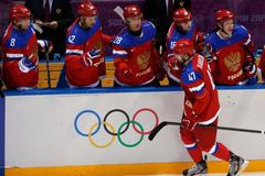 Rusko - Norsko: Alexander Radulov (47) slaví gól na 1:0