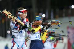 Soči 2014, biatlon, stíhačka: Ondřej Moravec a Fredrik Lindström