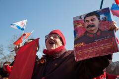 Oslavy po projevu ruského prezidenta Putina v Sevastopolu na Krymu.