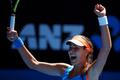 Ana Ivanovic of Serbia celebrates defeating Serena Williams of the U.S. in their women's singles match at the Australian Open 2014 tennis tournament in Melbourne