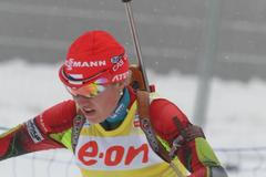Gabriela Soukalová při sprintovém závodě v Hochfilzenu (2013)