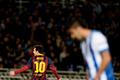 Barcelona's Messi celebrates a goal during their Spanish King's Cup semi-final second leg soccer match against Real Sociedad in San Sebastian
