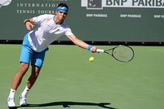 Jiří Veselý v utkání proti Andy Murraymu na turnaji v Indian Wells