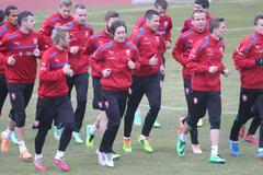 Trénink reprezentace před Norskem