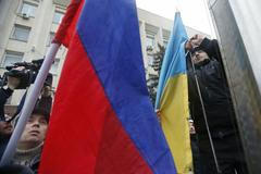 Výměna vlajek - Simferopol - Krym - 27. 2.