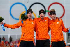 Soči 2014: hokej, 5000 m rychlobruslení: Jan Blokhuijsen, Sven Kramer a Jorrit Bergsma