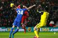 Southampton's Rodriguez challenges Chelsea's Cahill and Cech in Southampton