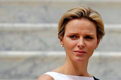 File photo of Princess Charlene of Monaco waiting for the arrival of guests in the main courtyard of the Monaco Palace