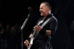 Hetfield of Metallica performs on the Pyramid Stage at Worthy Farm in Somerset, during the Glastonbury Festival