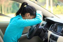 Parkování, auto, žena