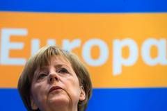 Německá kancléřka Angela Merkelová po eurovolbách v Berlíně.