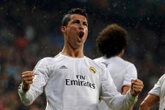 Ronaldo of Real Madrid celebrates his goal against Borussia Dortmund during their Champions League quarter-final first leg soccer match at Santiago Bernabeu stadium in Madrid