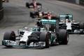 Mercedes Formula One driver Rosberg of Germany leads his teammate Hamilton of Britain during the Monaco Grand Prix in Monaco