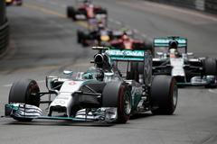 Mercedes Formula One driver Rosberg of Germany leads his teammate Hamilton of Britain during the Monaco Grand Prix in Monaco