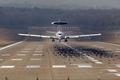 A NATO AWACS aircraft takes-off for a flight to Poland from the AWACS air base in Geilenkirchen