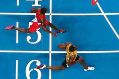 MS v atletice 2013, 100 m - finále: Justin Gatlin a Usain Bolt