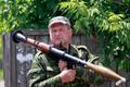 An armed pro-Russian separatist stands guard in Seversk
