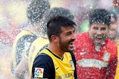 David Villa slaví španělský titul v dresu Atlética Madrid