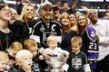 Los Angeles Kings' Dustin Brown puts daughter Mackenzie in the Stanley Cup after NHL Stanley Cup Finals in Los Angeles
