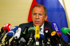 Russian Foreign Minister Lavrov speaks to media after talks on situation in Ukraine in Geneva