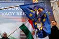 Jobbik pálí v Budapešti vlajku EU.