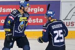 ELH, Sparta - Kladno: Sacha Treille (77) a Milan Doudera (25)