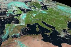 Bouře nad Německem z vesmíru. 10. června, 9 hodin ráno.