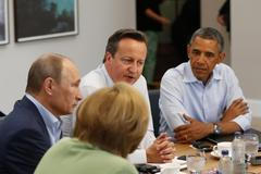 GB Merkelová Putin Obama Cameron
