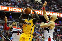 NBA: Playoffs-Indiana Pacers at Washington Wizards (Stephenson, Beal)