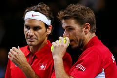 Roger Federer a Stanislas Wawrinka v Davis Cupu