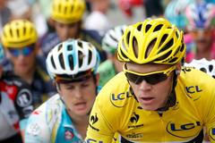 Christopher Froome při výstupu do Alpe d´Huez