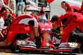 Ferrari Formula One driver Alonso of Spain performs a pit stop during the first practice session of the Spanish F1 Grand Prix at the Barcelona-Catalunya Circuit in Montmelo