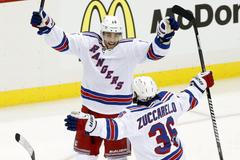 NHL: Stanley Cup, NY Rangers, radost, gól, Derick Brassard, Mats Zuccarello