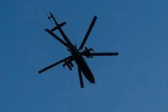 Helikoptéra MI-8 ukrajinské armády nad Slavjanskem.