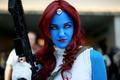 Allie Shaughnessy, who is dressed as Mystique, during the 2014 Comic-Con International Convention in San Diego, California