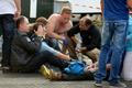 Paramedics attend to the wounded at a monster truck festival in Haaksbergen