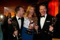 Aaron Paul, Anna Gunn and Bryan Cranston attend the Governors Ball for the 66th Primetime Emmy Awards in Los Angeles