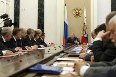 Vladimir Putin na dnešním zasedání Bezpečnostní rady.