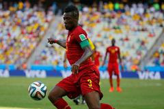 Asamoah Gyan v utkání MS Německo vs. Ghana