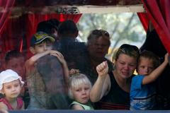 Lidé prchající z Doněcka.