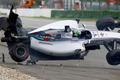 Williams Formula One driver Massa of Brazil crashes with his car in the first corner after the start of the German F1 Grand Prix at the Hockenheim racing circuit