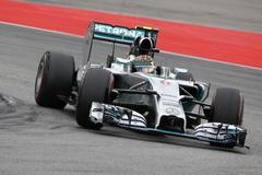 Mercedes Formula One driver Rosberg drives through corner during German F1 Grand Prix at Hockenheim