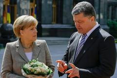 Angela Merkelová a Petro Porošenko v Kyjevě