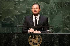 U.S. actor and UN Messenger of Peace Leonardo DiCaprio speaks during the Climate Summit at United Nations Headquarters in New York
