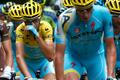 Astana team rider Nibali of Italy reacts as he cycles in the pack during the 170-km ninth stage of the Tour de France cycling race between Gerardmer and Mulhouse